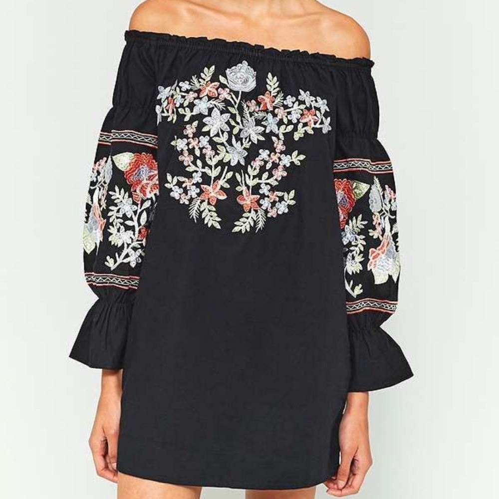 Free People Fleur Du Jour Embroidered Off Shoulder Dress